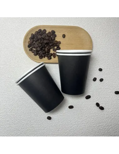 1000 Bicchieri Monouso in Carta Nera da 240ml - Ideali per Cappuccino e Bevande!