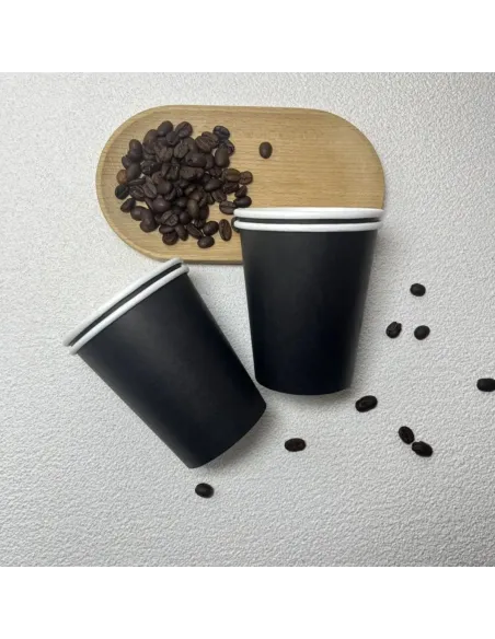 1000 Bicchieri Monouso in Carta Nera da 240ml - Ideali per Cappuccino e Bevande!