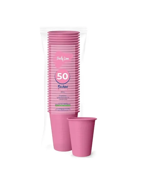 200 Bicchieri in Plastica Rosa da 200 ml