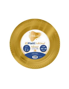 copia di 25 Piatti Frutta e Dessert Riutilizzabili Linea Party Oro