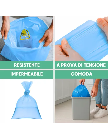 copia di ECOFOR 15 Sacchetti - 55X66cm - Raccolta Differenziata Celeste - 40 Litri - Made in Italy