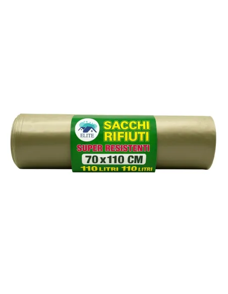 11 Sacchi Rifiuti Ambra Super Resistenti 70x110 cm – 110 Litri – Elite
