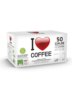 50 Cialde I Love Coffee Miscela Rossa + Accessori