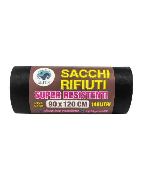 70 Sacchi Rifiuti Neri Super Resistenti 90x120 cm