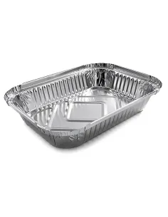 100 Vaschette in Alluminio 2 Porzioni - Bordo a L - Ideali per Asporto e Conservazione
