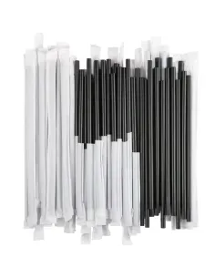 500 Cannucce Nere Plastica Imbustate Singolarmente