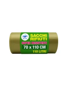 11 Sacchi Pattumiera Ambra 70x110 - Grammatura Alta - Super Resistenti