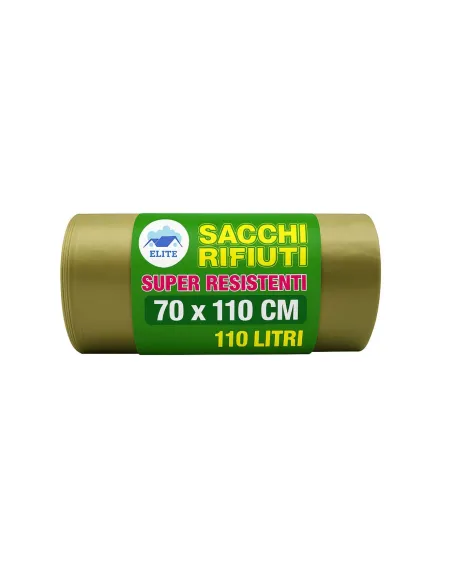 11 Sacchi Pattumiera Ambra 70x110 - Grammatura Alta - Super Resistenti