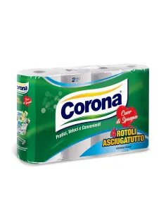 4 Rotoli Asciugatutto Corona “Cuor di Spugna” – 2 Veli
