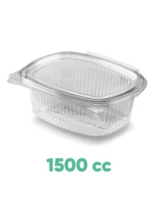 50 Vaschette Trasparenti Ovali 1500cc con Coperchio – Contenitori Alimentari Extra Capienti per Asporto