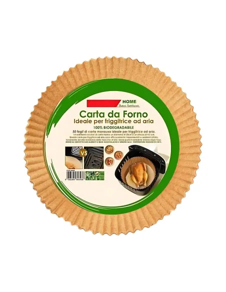 50 Fogli Carta da Forno per Friggitrice ad Aria in Foglio Tonda 16x4