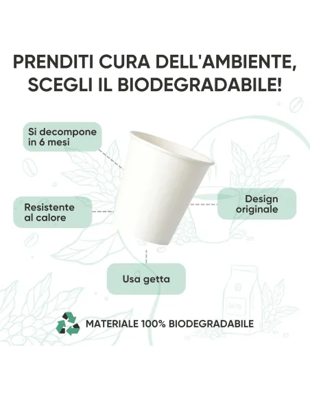 50 Bicchierini di Carta per Caffè e Ginseng da 90ml - Bianco - Eleganza e Praticità