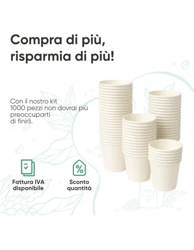 50 Bicchierini di Carta per Caffè e Ginseng da 90ml - Bianco - Eleganza e Praticità