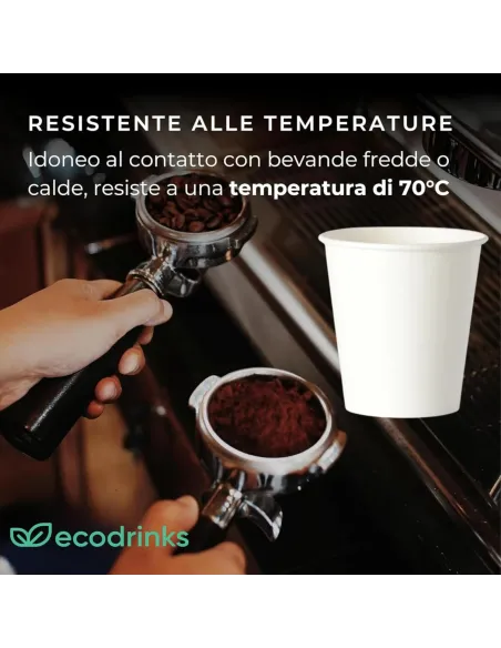 50 Bicchierini di Carta per Caffè e Ginseng da 90ml - Bianco - Eleganza e Praticità