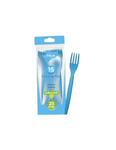 15 Forchette riutilizzabili Celeste - Eleganza e Sostenibilità
