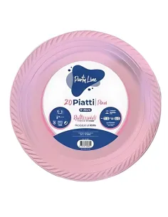 20 Piatti Piani Riutilizzabili Linea Party Rosa