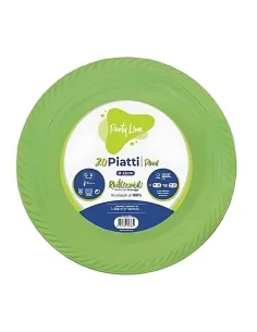 20 Piatti Piani Riutilizzabili Linea Party Verde
