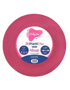 20 Piatti Piani Riutilizzabili Linea Party Fucsia