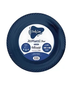 20 Piatti Piani Riutilizzabili Linea Party Blu