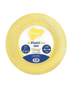 20 Piatti Piani Riutilizzabili Linea Party Giallo