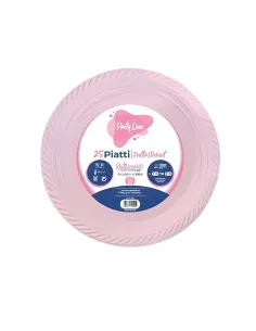 25 Piatti Frutta e Dessert Riutilizzabili Linea Party Rosa