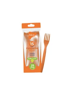 15 Forchette riutilizzabili Arancione - Eleganza e Sostenibilità
