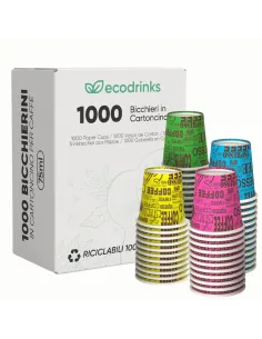 1000 Bicchieri Monouso in Carta da 75ml - Multicolor - Perfetti per Caffè!