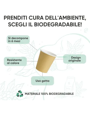 50 Bicchierini di Carta per Caffè e Ginseng da 90ml - Avana - Eleganza e Praticità