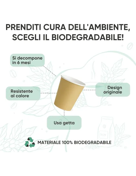 50 Bicchierini di Carta per Caffè e Ginseng da 90ml - Avana - Eleganza e Praticità