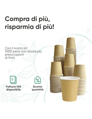 50 Bicchierini di Carta per Caffè e Ginseng da 90ml - Avana - Eleganza e Praticità