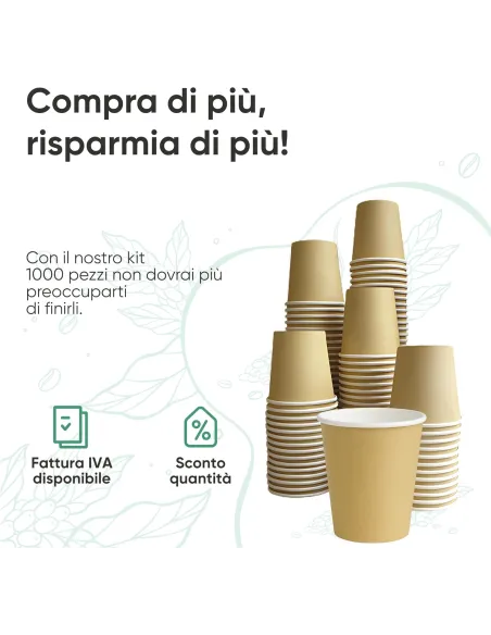50 Bicchierini di Carta per Caffè e Ginseng da 90ml - Avana - Eleganza e Praticità