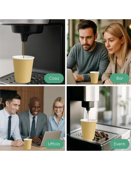 50 Bicchierini di Carta per Caffè e Ginseng da 90ml - Avana - Eleganza e Praticità