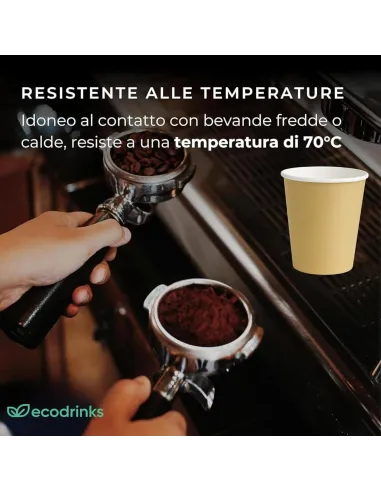 50 Bicchierini di Carta per Caffè e Ginseng da 90ml - Avana - Eleganza e Praticità