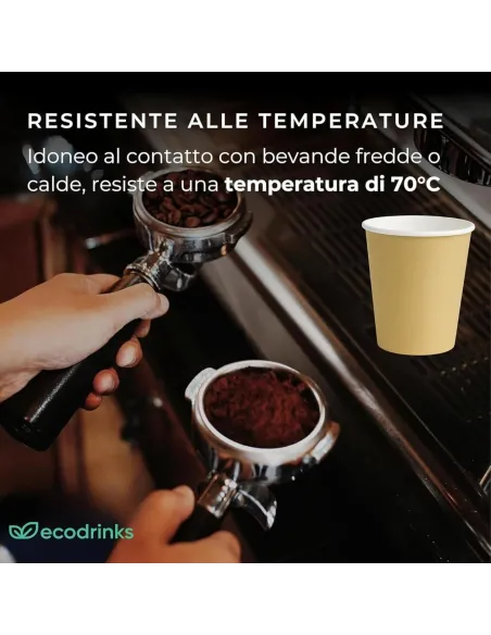 50 Bicchierini di Carta per Caffè e Ginseng da 90ml - Avana - Eleganza e Praticità