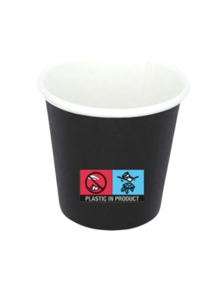 50 Bicchierini di Carta per Caffè e Ginseng da 90ml - Nero - Eleganza e Praticità