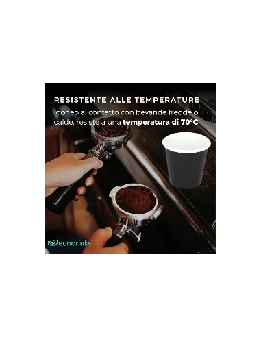 50 Bicchierini di Carta per Caffè e Ginseng da 90ml - Nero - Eleganza e Praticità
