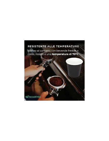 50 Bicchierini di Carta per Caffè e Ginseng da 90ml - Nero - Eleganza e Praticità