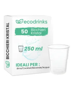 50 Bicchieri Plastica SemiRigida Kristal da 250 ml - Aristea - Eleganza e Resistenza