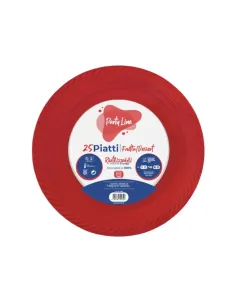 25 Piatti Frutta e Dessert Riutilizzabili Linea Party Rosso