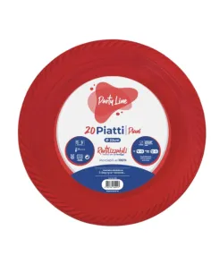 20 Piatti Piani Riutilizzabili Linea Party Rosso