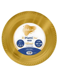 20 Piatti Piani Riutilizzabili Linea Party Oro