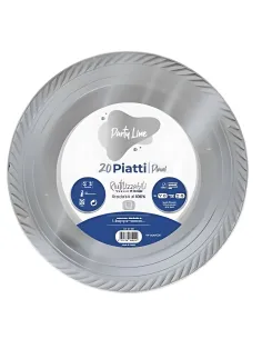 20 Piatti Piani Riutilizzabili Linea Party Argento