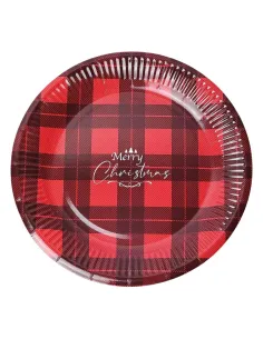 12 Piatti Piani in Carta Rosso 23CM