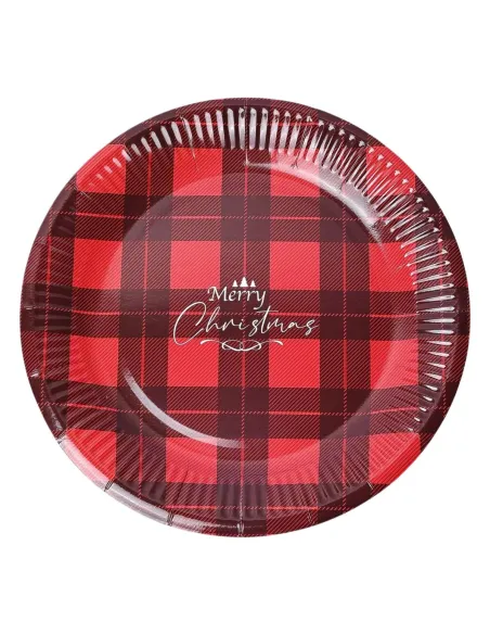 12 Piatti Piani in Carta Rosso 23CM