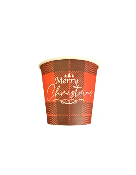 50 Bicchierini di Carta da 75ml - Fantasia Natalizia Quadrata - Perfetti per il Caffè!