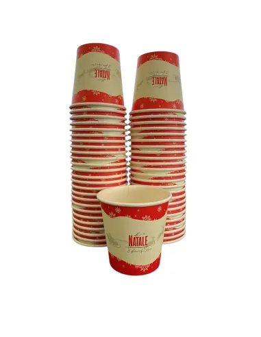 50 Bicchierini di Carta 75ml Fantasia natalize babbo Natale