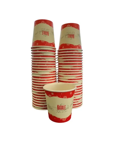 50 Bicchierini di Carta 75ml Fantasia natalize babbo Natale