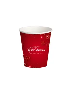 50 Bicchieri Monouso in Carta da 180ml - Fantasia Natalizia "Merry Christmas" - Perfetti per Acqua e Bevande!