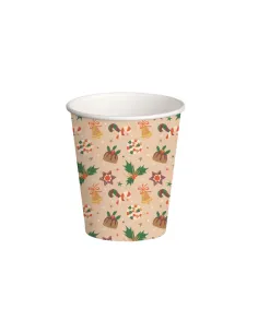 50 Bicchieri Monouso in Carta da 180ml - Fantasia Natalizia - Perfetti per Acqua e Bevande!