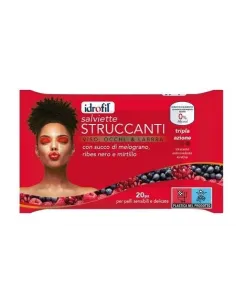 Idrofil Salviettine Struccanti Succo di Melograno Ribes Nero e Mirtillo 20 Pezzi